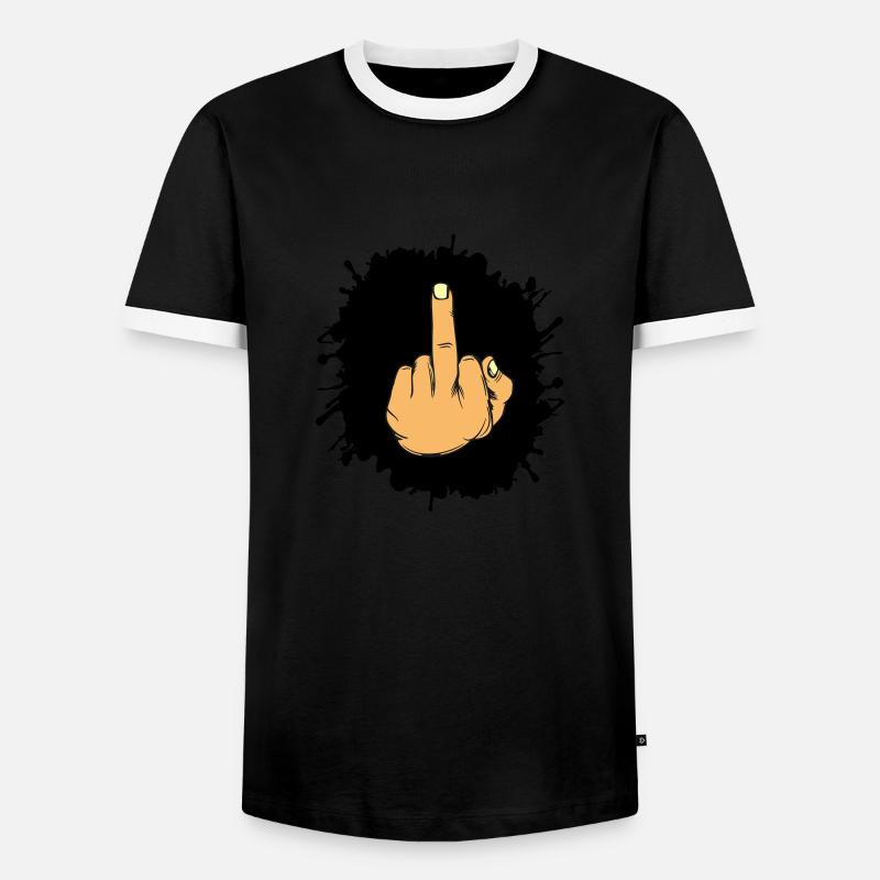 Splatter middle finger - Men's Ringer Shirt - black/white