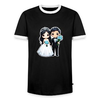 Just Married - Zur Hochzeit - Männer Kontrast-T-Shirt - Schwarz/Weiß - Vorne - AI Model Female 172 light (172cm) & AI Model Male 178 light (178cm)