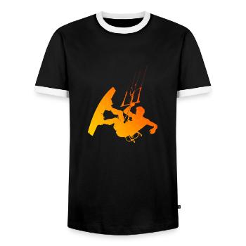 Women's Men's Kitesurfing Kitesurfing Kitesurfing Kitesurfing - Men's Ringer Shirt - black/white - Front - AI Model Female 172 light (172cm) & AI Model Male 178 light (178cm)
