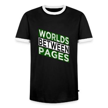Reading Lists Geek Literary Community Joke - Men's Ringer Shirt - black/white - Front - AI Model Female 172 light (172cm) & AI Model Male 178 light (178cm)