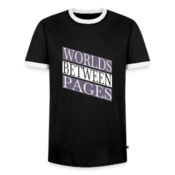 Digital Escape Rejuvenation Funny Mental Getaway - Men's Ringer Shirt - black/white - Front - AI Model Female 172 light (172cm) & AI Model Male 178 light (178cm)