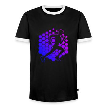 Course à pied, Jogging, Fitness, Course de fond - T-shirt contrasté Homme - noir/blanc - Devant - AI Model Female 172 light (172cm) & AI Model Male 178 light (178cm)