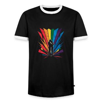 LGBT, Regenbogen-Pride-Monat - Männer Kontrast-T-Shirt - Schwarz/Weiß - Vorne - AI Model Female 172 light (172cm) & AI Model Male 178 light (178cm)