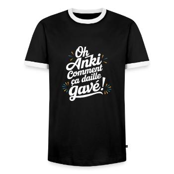 Oh anki ça daille gavé - T-shirt contrasté Homme - noir/blanc - Devant - AI Model Female 172 light (172cm) & AI Model Male 178 light (178cm)