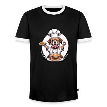 Dog Chef Dog Lovers Gift PaneCake - T-shirt contrasté Homme - noir/blanc - Devant - AI Model Female 172 light (172cm) & AI Model Male 178 light (178cm)