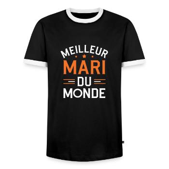 Meilleur mari du monde - T-shirt contrasté Homme - noir/blanc - Devant - AI Model Female 172 light (172cm) & AI Model Male 178 light (178cm)