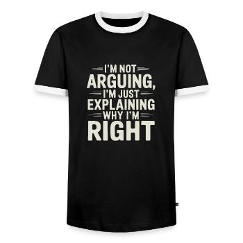 Ich habe immer Recht - Männer Kontrast-T-Shirt - Schwarz/Weiß - Vorne - AI Model Female 172 light (172cm) & AI Model Male 178 light (178cm)