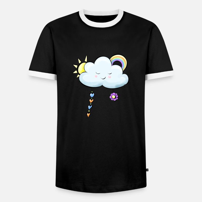 blue cloud - Men's Ringer Shirt - black/white