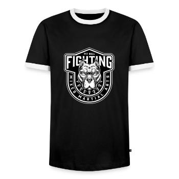 Fighting mma - Men's Ringer Shirt - black/white - Front - AI Model Female 172 light (172cm) & AI Model Male 178 light (178cm)