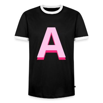 Letter to pink pop and modern - Men's Ringer Shirt - black/white - Front - AI Model Female 172 light (172cm) & AI Model Male 178 light (178cm)