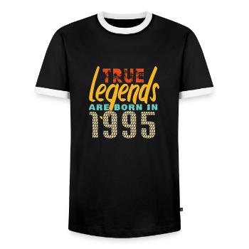 Les vrais légendes sont nés en 1995. Année 2025. - T-shirt contrasté Homme - noir/blanc - Devant - AI Model Female 172 light (172cm) & AI Model Male 178 light (178cm)