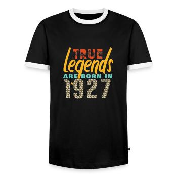 Les vrais légendes sont nés en 1927. Année 2025. - T-shirt contrasté Homme - noir/blanc - Devant - AI Model Female 172 light (172cm) & AI Model Male 178 light (178cm)