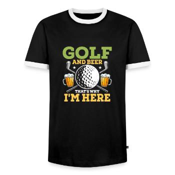 Golf And Beer That's Why I'm Here Hobby Golfer - Men's Ringer Shirt - black/white - Front - AI Model Female 172 light (172cm) & AI Model Male 178 light (178cm)
