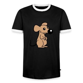 Mouse Big Nose Mouse Small Rat Rodent Cute - Men's Ringer Shirt - black/white - Front - AI Model Female 172 light (172cm) & AI Model Male 178 light (178cm)