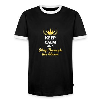Keep Calm and Sleep Through the Alarm - T-shirt contrasté Homme - noir/blanc - Devant - AI Model Female 172 light (172cm) & AI Model Male 178 light (178cm)