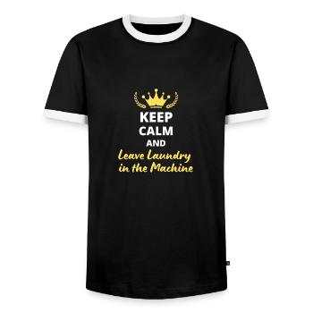 Keep Calm and Leave Laundry in the Machine - T-shirt contrasté Homme - noir/blanc - Devant - AI Model Female 172 light (172cm) & AI Model Male 178 light (178cm)