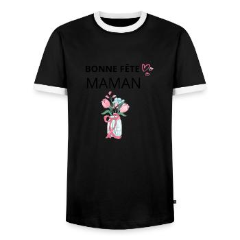 Happy Mother's Day - Men's Ringer Shirt - black/white - Front - AI Model Female 172 light (172cm) & AI Model Male 178 light (178cm)
