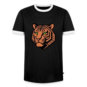 Tigre géométrique - Conception vectorielle - T-shirt contrasté Homme - noir/blanc - Devant - AI Model Female 172 light (172cm) & AI Model Male 178 light (178cm)