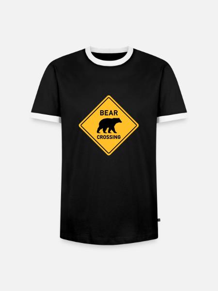 bear crossing - Men's Ringer Shirt - black/white