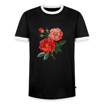 Roses Plant - T-shirt contrasté Homme - noir/blanc - Devant - AI Model Female 172 light (172cm) & AI Model Male 178 light (178cm)