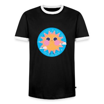 GOOOD MORNING - T-shirt contrasté Homme - noir/blanc - Devant - AI Model Female 172 light (172cm) & AI Model Male 178 light (178cm)