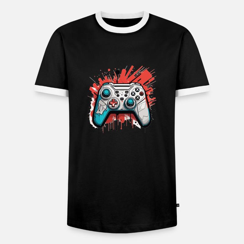 Gaming Controller - Männer Kontrast-T-Shirt - Schwarz/Weiß