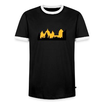 Leipzig Skyline - Men's Ringer Shirt - black/white - Front - AI Model Female 172 light (172cm) & AI Model Male 178 light (178cm)