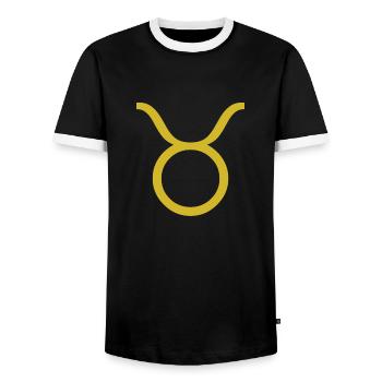 Sternzeichen Stier, exklusives T-Shirt Design - Männer Kontrast-T-Shirt - Schwarz/Weiß - Vorne - AI Model Female 172 light (172cm) & AI Model Male 178 light (178cm)