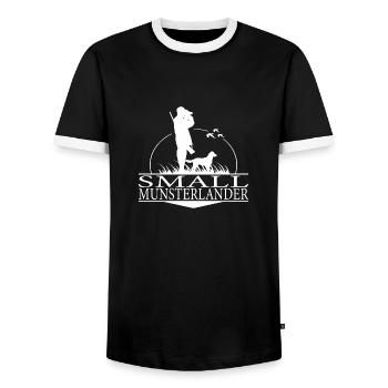 SMALL MUNSTERLANDER Hunting Dogs Hunting Wilsigns - Men's Ringer Shirt - black/white - Front - AI Model Female 172 light (172cm) & AI Model Male 178 light (178cm)