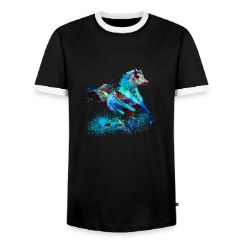 horse, art, painting, colorful, horses, graffiti - Men's Ringer Shirt - black/white - Front - AI Model Female 172 light (172cm) & AI Model Male 178 light (178cm)