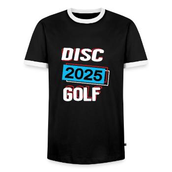 Discgolf 2025 Discgolfer Discgolfspieler Spiel - Männer Kontrast-T-Shirt - Schwarz/Weiß - Vorne - AI Model Female 172 light (172cm) & AI Model Male 178 light (178cm)