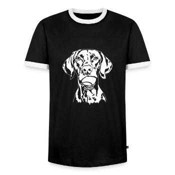 Vizsla Ball Balljunkie Hunde Wilsigns - Männer Kontrast-T-Shirt - Schwarz/Weiß - Vorne - AI Model Female 172 light (172cm) & AI Model Male 178 light (178cm)