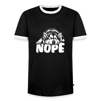 ALASKAN MALAMUTE Nope Chien Disant Chiens Dire - T-shirt contrasté Homme - noir/blanc - Devant - AI Model Female 172 light (172cm) & AI Model Male 178 light (178cm)