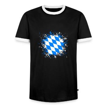 Drapeau de la Bavière Munich Klecks Fleck Tropfen Ulm - T-shirt contrasté Homme - noir/blanc - Devant - AI Model Female 172 light (172cm) & AI Model Male 178 light (178cm)