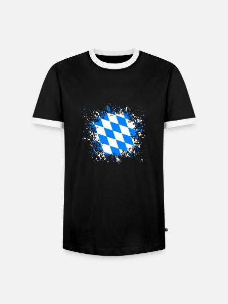 Bayerns flagga München klippfläck Ulm - Kontrast-T-shirt herr - svart/vit
