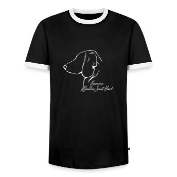 BAVARIAN MOUNTAIN SCENT HOUND Profil Hunde Hund - Männer Kontrast-T-Shirt - Schwarz/Weiß - Vorne - AI Model Female 172 light (172cm) & AI Model Male 178 light (178cm)