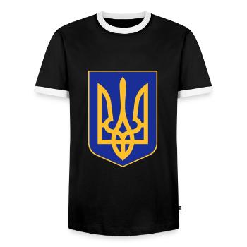 Ukraine Wappen - T-shirt contrasté Homme - noir/blanc - Devant - AI Model Female 172 light (172cm) & AI Model Male 178 light (178cm)