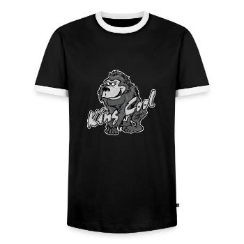 Gorilla King Cool - Men's Ringer Shirt - black/white - Front - AI Model Female 172 light (172cm) & AI Model Male 178 light (178cm)