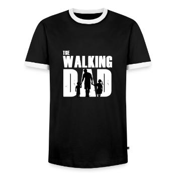 walking dad - Männer Kontrast-T-Shirt - Schwarz/Weiß - Vorne - AI Model Female 172 light (172cm) & AI Model Male 178 light (178cm)