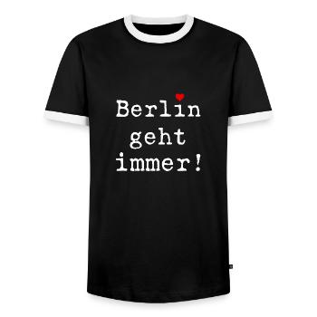 Coole Geschenkidee mit Herz - Berlin geht immer! - Männer Kontrast-T-Shirt - Schwarz/Weiß - Vorne - AI Model Female 172 light (172cm) & AI Model Male 178 light (178cm)