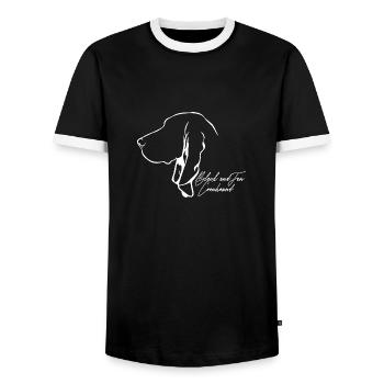 BLACK AND TAN COONHOUND Profil Chiens Wilsigns - T-shirt contrasté Homme - noir/blanc - Devant - AI Model Female 172 light (172cm) & AI Model Male 178 light (178cm)