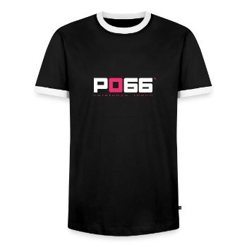 PO66 rose et Blanc - Catalunya touch - T-shirt contrasté Homme - noir/blanc - Devant - AI Model Female 172 light (172cm) & AI Model Male 178 light (178cm)