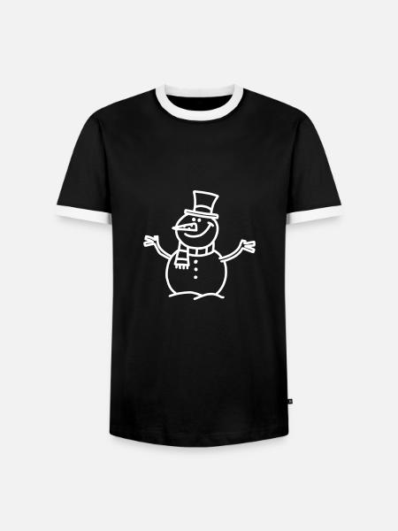 Christmas drawing snowman - Men's Ringer Shirt - black/white