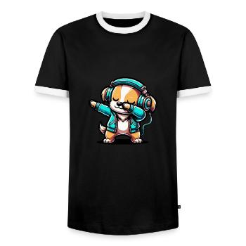 Dabbing Hund - Männer Kontrast-T-Shirt - Schwarz/Weiß - Vorne - AI Model Female 172 light (172cm) & AI Model Male 178 light (178cm)
