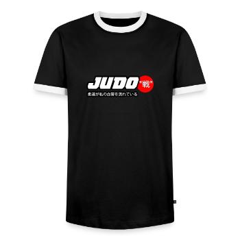 Judo Sport - T-shirt contrasté Homme - noir/blanc - Devant - AI Model Female 172 light (172cm) & AI Model Male 178 light (178cm)