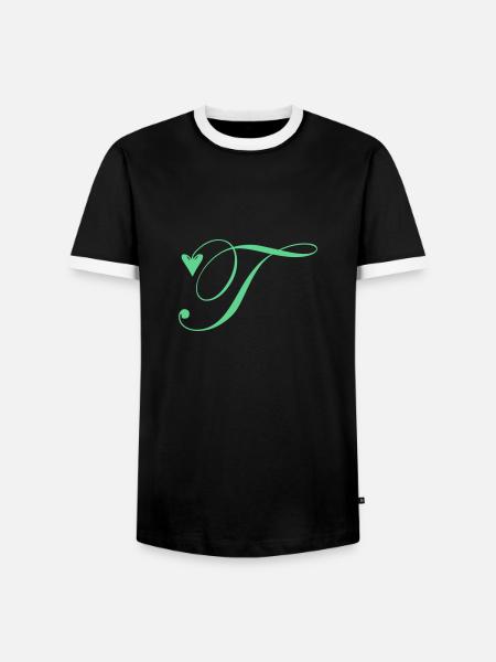 Monogram T Hjerte Vinranke - Herre kontrast-T-shirt - sort/hvid
