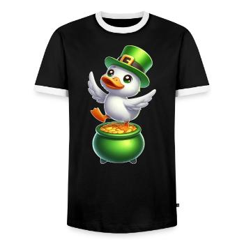 Süße St. Patrick's Day Ente Zylinder Kleeblatt - Männer Kontrast-T-Shirt - Schwarz/Weiß - Vorne - AI Model Female 172 light (172cm) & AI Model Male 178 light (178cm)