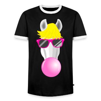 Cooles Pferd - Männer Kontrast-T-Shirt - Schwarz/Weiß - Vorne - AI Model Female 172 light (172cm) & AI Model Male 178 light (178cm)