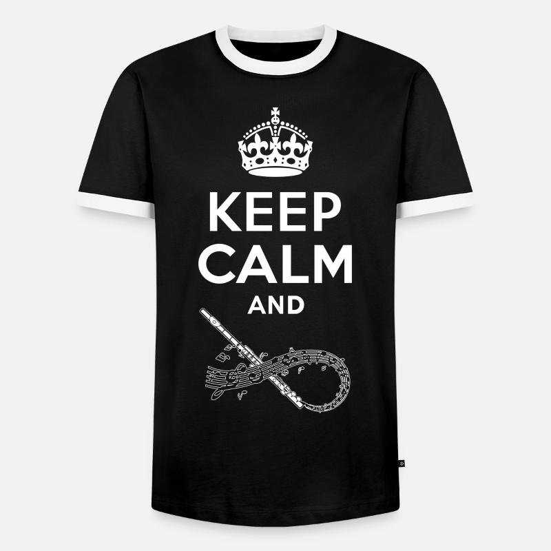 Keep Calm - Querflöte - Männer Kontrast-T-Shirt - Schwarz/Weiß