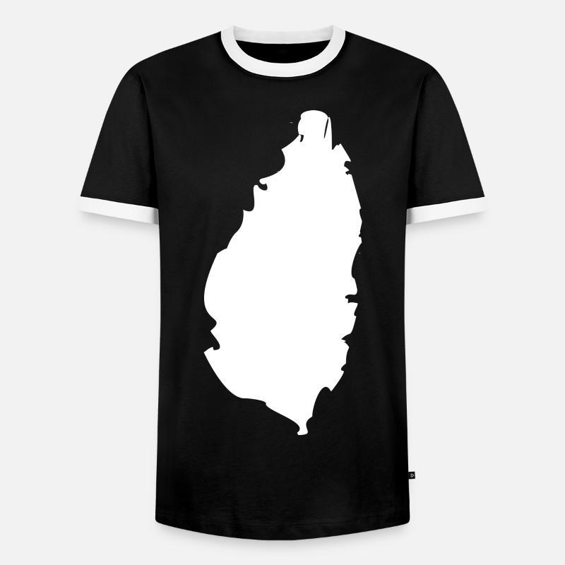 Saint Lucia map flag - Men's Ringer Shirt - black/white